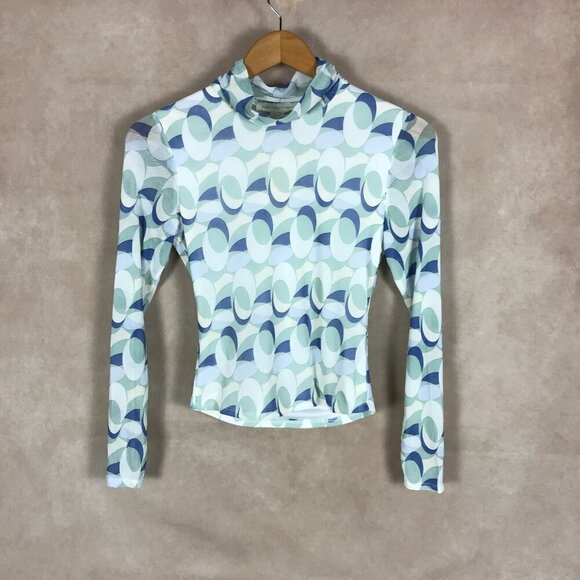 MONTEAU Pastel Illusion Printed Long Sleeve Mesh Top NWT Small - Picture 4 of 7